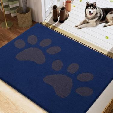 Imagem de Buganda Tapete de porta de cachorro para patas enlameadas, captador de sujeira absorvente, lavável, tapete de lama de perfil baixo antiderrapante para cães, tapete de porta de entrada frontal para