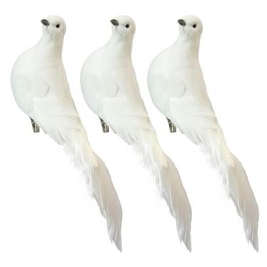 Imagem de FBIRDY Pomba branca grande artificial pomba para decoração de casamento de árvore de Natal
