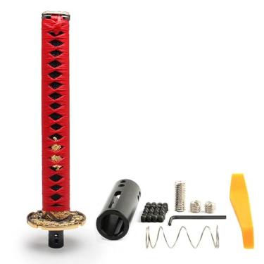 Imagem de GSTP Katana Manípulo de câmbio Samurai Espada Universal Compatível com Carros Automáticos com 4 Adaptadores 26 cm Vermelho