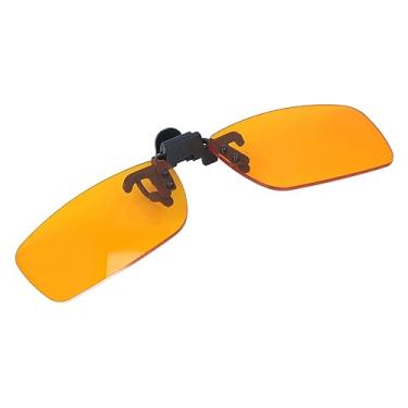 Imagem de Fafeicy Óculos Clip On Eficientes Luzes Azuis Bloqueando 180 Graus Vertical Flip Portátil Óculos Laranja Lente Clip para a Vida Diária (Retângulo)