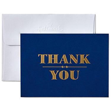 Imagem de Hallmark Cartões de agradecimento com envelopes, azul marinho e dourado (10 notas de agradecimento) - 5STZ5022
