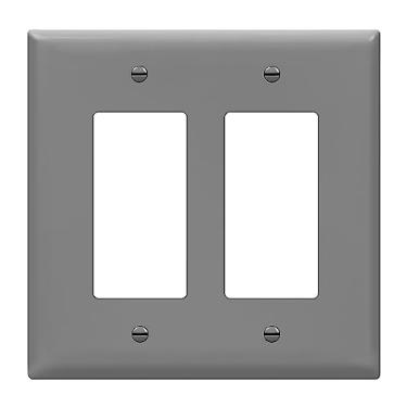 Imagem de (Mid-size, Gray) - ENERLITES Double Decorator Switch Cover, Two Outlet Wall Plate, Mid-Size 2-Gang 12cm x 12cm , Unbreakable Polycarbonate Thermoplastic, UL Listed, 8832M-GY, Grey