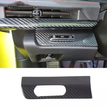 Imagem de Capa de painel de botão de interruptor de farol automotivo com acabamento decorativo para Chevrole-t Corvette C8 Stingray Z06 Z51 2020 2021 2022 2023 2024 HUD Head-up Display Switch Trim Fibra de