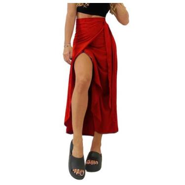 Imagem de Saia Envelope Estampada Feminino Forrada Zig Zag Transpassada Poa Pare
