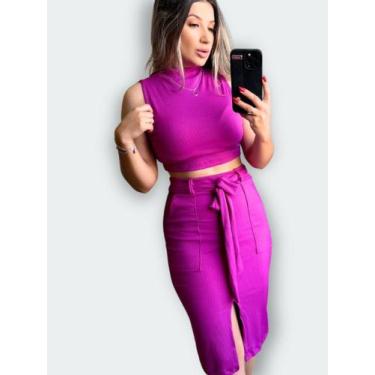 Imagem de Conjunto Canelado Elegancia Casual Evangélica Vestindo de um 38 ao 42"