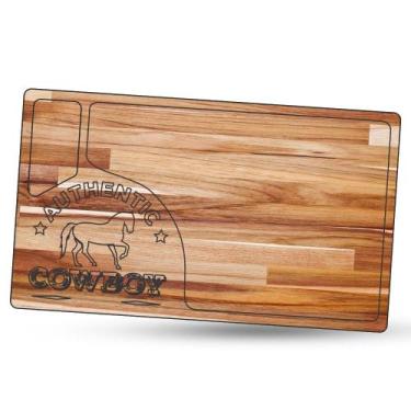 Imagem de Tábua de Carne para Churrasco Teca Authentic Horse Cowboy - LAZERBR