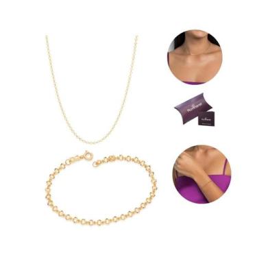 Imagem de Conjunto Rommanel Pulseira e Colar coração 552062 532413