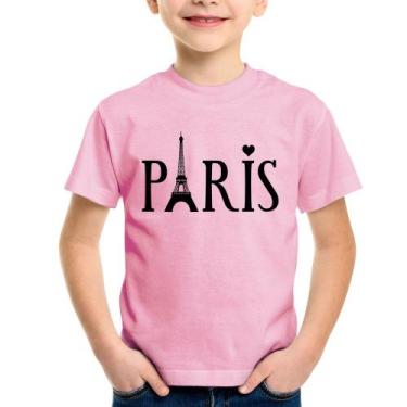 Imagem de Camiseta Infantil Paris Torre Eiffel - Foca na Moda, Rosa bebê, 2