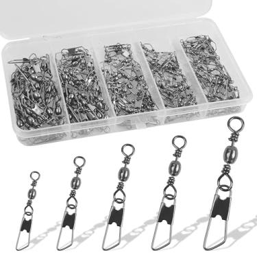 Imagem de 150 peças de pesca de tambor giratório, equipamento de pesca giratório com botões de segurança, anéis sólidos de alta resistência, kit de conexão rápida para água salgada e doce