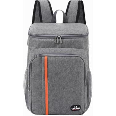 Imagem de Mochila Térmica Bolsa Bag Cooler Homem Mulher Refrigerador Marmita Quente Cerveja Gelada Viagem Praia (Cinza)