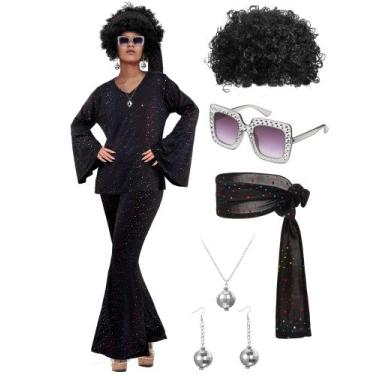 Imagem de Fantasia Jexine Festa Disco Anos 70 - Conjunto Feminino Preto