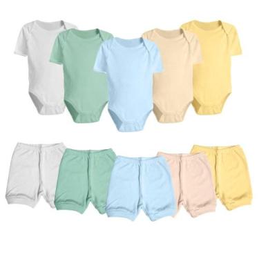 Imagem de Kit Body Curto e Short Liso Bebê 10 Pçs Enxoval Maternidade - Koala Ba