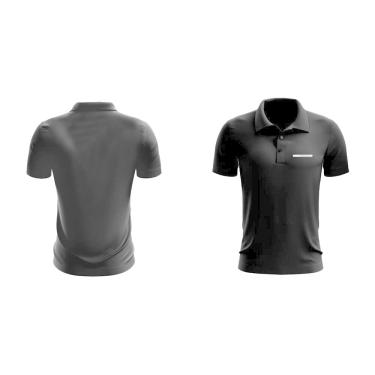 Imagem de Camisa Polo Manga Curta Grupo Casas Bahia Preta com Logo Branca e Cinza