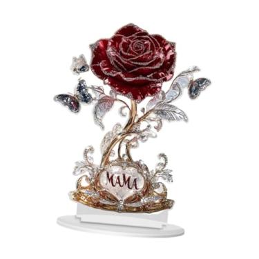 Imagem de WeiLaiKeQi Sinal de acrílico 2D Rose Flor Gift Decoração da mesa de decoração Central Combine com a decoração do dia das mães base para a sala de estar de café, Style B