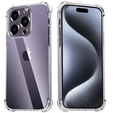 Imagem de USTIYA Capa para iPhone 15 Pro 6.1 polegadas Uso Resistente Bumper de Absorção Choques em TPU Transparente Protector Câmera com Espessamento nas Quatro Pontas da Carcasa