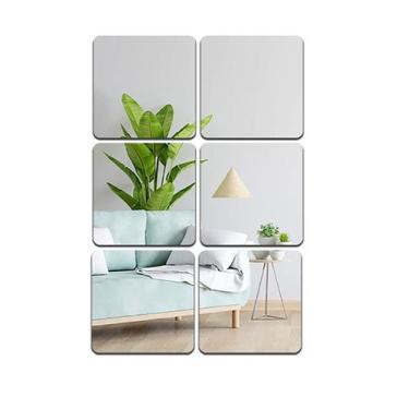 Imagem de Kit Espelho Decorativo Em Acrílico 6 Quadrados 15cm x 15cm - PRESENTE-