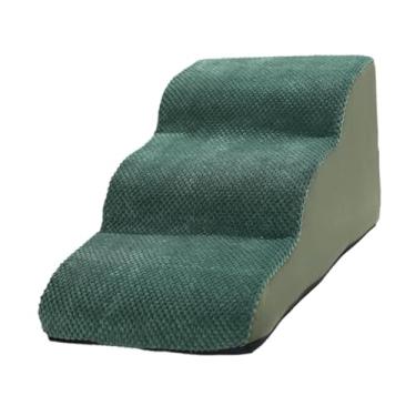 Imagem de IEUDNS Rampa de cães de escadas de cachorro, espuma macia e de alta densidade, para cama alta e sofá escadas de cães degraus para gatos cães mais velhos, Verde