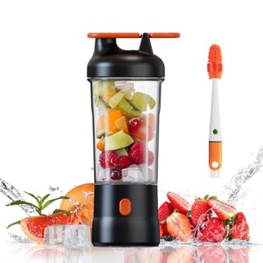 Imagem de Liquidificador portátil, liquidificador pessoal de 740 ml para smoothies e shakes com 6 lâminas, mini liquidificador pessoal recarregável por USB C, misturador de suco de frutas para