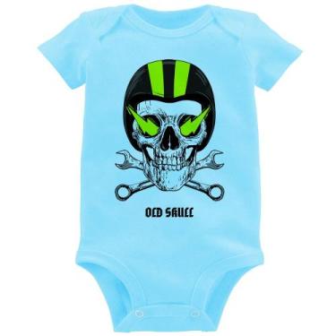 Imagem de Body Bebê Old Skull Motorcycle - Foca na Moda, Azul bebê, G
