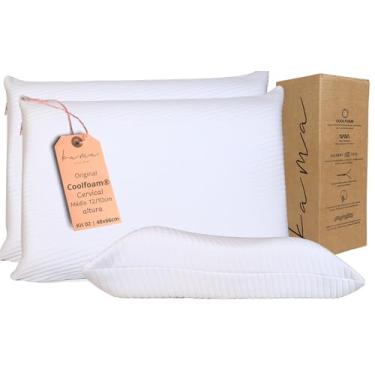 Imagem de Kama Kit 2 Travesseiros Viscoelásticos Cervicais Premium - Original Coolfoam® com capa Ultrasoft removível Hipoalergênico AllergyFree®