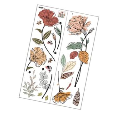 Imagem de Ioensy Flores rústicas Adesivo de parede Removável papel de parede arte de parede de borboleta para limpar a decoração de decalque de parede floral para a