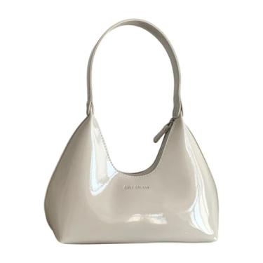 Imagem de Fiocias Mulheres Bolsa de Undermail Lady Viaje elegante com zíper de bolsa de tamanho médio casual, Branco