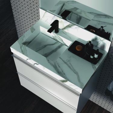 Imagem de Lavatório em Porcelanato 80cm Com Cuba Esculpida Lavatórios