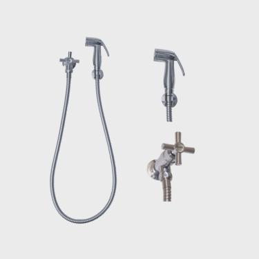 Imagem de Ducha Higiênica Luxo Metal Cromada Completa Volta Cinza