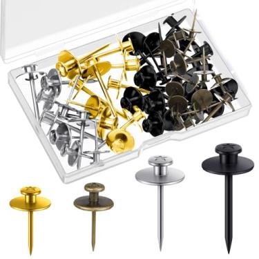 Imagem de Zhengmy 40 peças de ganchos de cabeça dupla, pregos, 4 tamanhos, tachas longas para polegar, pregos pequenos para pendurar na cabeça, ganchos de parede decorativos para decoração de fotos de