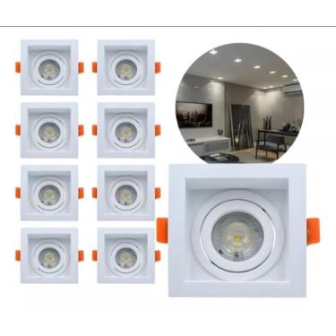 Imagem de Kit 10 Spot recuado de embutir MR16 - BRANCO + 10 lâmpadas dicróicas MR16-3000k 7w- LUMANTI