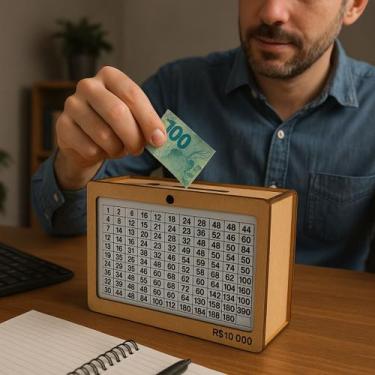 Imagem de Cofrinho Cofre Guardar Dinheiro Caixa Woodbox Original 10.000 - Mdf St