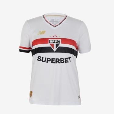 Imagem de Camisa Feminina NB Torcedor Home SPFC 2025 C/P, Feminina, Branco/Vermelho/Preto, GG