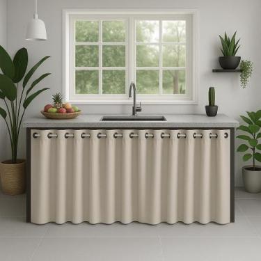 Imagem de Cortina Pia De Cozinha Para Varão PVC Impermeável - Feffo Cortinas, Co