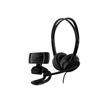 Imagem de Combo Home Office  Headset e Webcam Doba, Com Microfone, HD, Preto