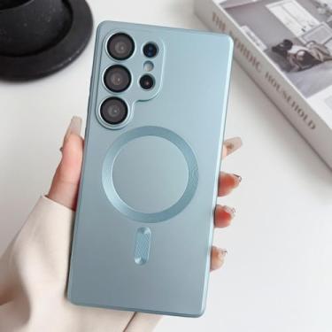 Imagem de MVVKKY Para Samsung Galaxy S23 Luxury Solid Clor Matte Magnetic Case Capa de proteção de câmera (para Samsung Galaxy S23 /Serria Blue)