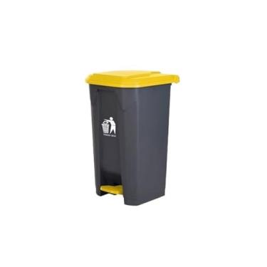 Imagem de Lixeira Ao ar livre grande lixo bin comercial tamanho grande pedal tipo ao ar livre com tampa cozinha do agregado familiar caixa de grande capacidade Lixeira(Yellow,20L)
