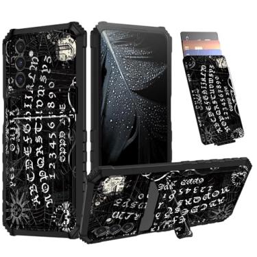 Imagem de Capa carteira para Samsung Galaxy A16 5G com suporte e porta-cartão, capa protetora fina resistente à prova de choque de grau militar resistente contra quedas para Samsung A16 5G, placa Ouija preta