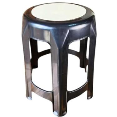 Imagem de Kit com 02 Banquetas de Plástico Resistente Reforçada com 6 Pés(Preto)