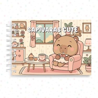 Imagem de Livro de Colorir Capivara Cute Folhas Grossas com Acetato 34 Páginas Coloring Book Capivara