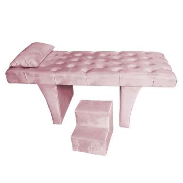 Imagem de Maca Estética Reta Capitonê 0,80m Sofia Veludo - me, ROSA