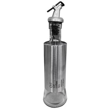 Imagem de Galheteiro de Vidro e Aço Inox com Dosador, 300ml, 25cm x 6,5cm, para Azeite e Vinagre