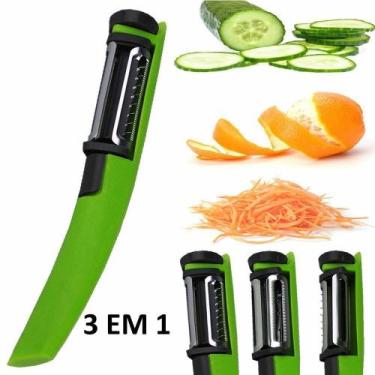 Imagem de Descascador De Legumes 3 laminas VERDE CBRN02252 - COMMERCE BRASIL