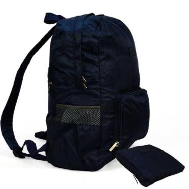 Imagem de Mochila Escolar Viagem Bolsa Academia Unissex Dobrável Azul Marinho CB