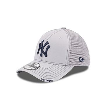 Imagem de Boné MLB New York Yankees NEO 39Thirty com ajuste elástico, cinza, médio/grande