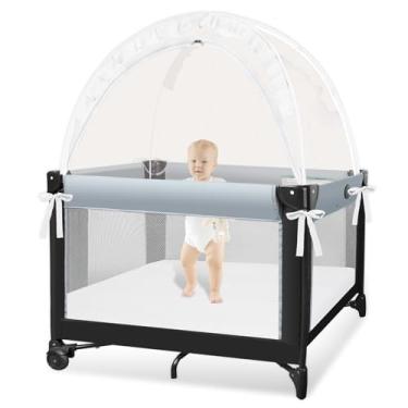 Imagem de Barraca de berço para evitar que o bebê suba - rede para manter o bebê dentro - capa de berço dobrável, Crib Tent to Keep Baby from Climbing Out - Crib Net to Keep Baby in