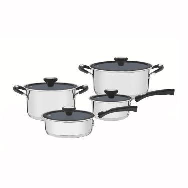 Imagem de Jogo De Panelas Solar Ceramic Aço Inox Fundo Triplo Rev Interno Cerâmico 4 Peças Tramontina 65120026