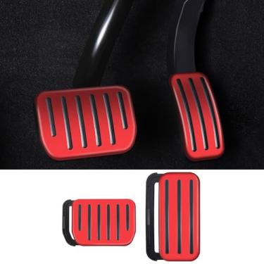 Imagem de Para Tesla Model 3 2021-2024 (inclui novo modelo 3 Highland 2024) Modelo Y 2020-2024 Extensores de pedal de descanso de pé de freio acelerador antiderrapante (modelo Y 2020-2024 vermelho)
