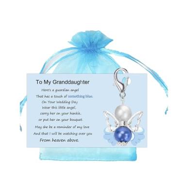 Imagem de MKISHINE Something Blue for Bride to Be on Wedding Gifts Bridal Angel Bouquet Garter Charm Gift Card para neta no dia do casamento, do avô falecido