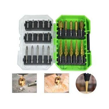 Imagem de Kit Jogo Brocas Broca Escalonada Escareadoras Bits Chanfrar - grepar