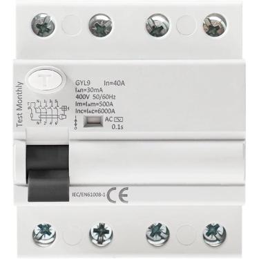 Imagem de Gyl9 Ac Disjuntor De Corrente Residual Disjuntor Diferencial Interruptor De Segurança 4p 25a 40a 63a 100a Elcb 30ma 100ma 300ma, 100ma, 4P 100A